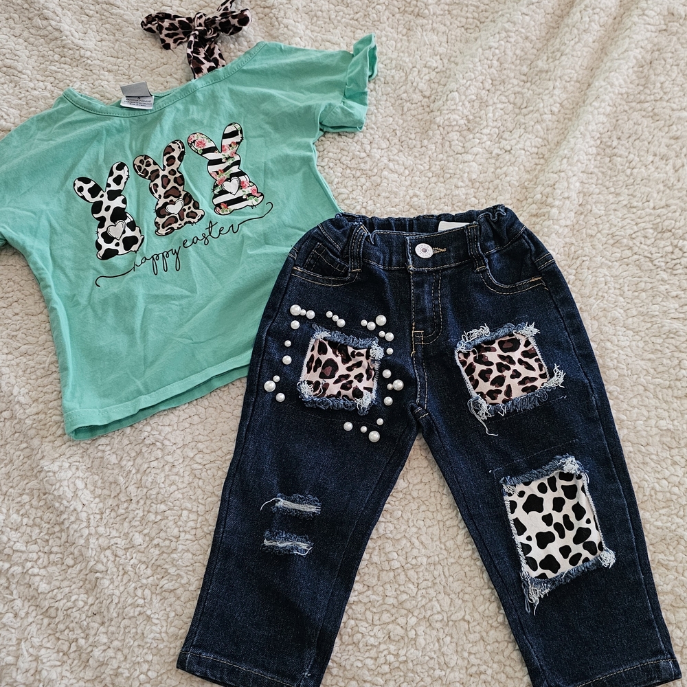 Leopard Patch Kids Denim Jeans